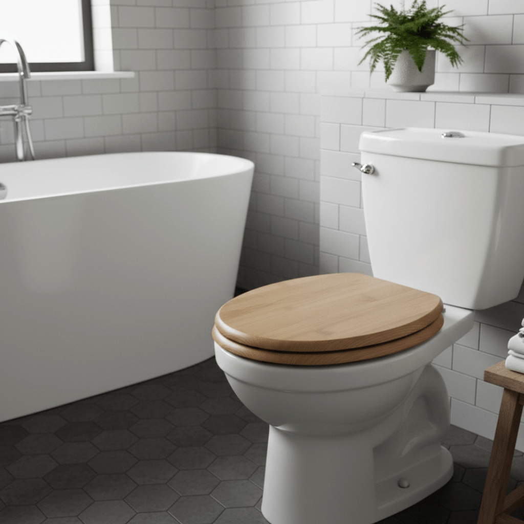 Toilet Seat with Soft Close, Wooden Toilet Seat with Adjustable Hinges, Oval Replacement Toilet Seat_03