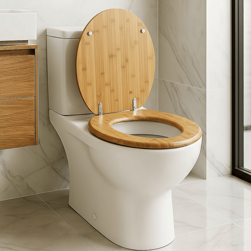 Toilet Seat with Soft Close, Wooden Toilet Seat with Adjustable Hinges, Oval Replacement Toilet Seat_01