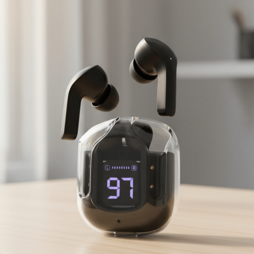 Wireless Earbuds with LED Display, Bluetooth Headphones In Ear, Wireless Headphones with Charging Case and Mic