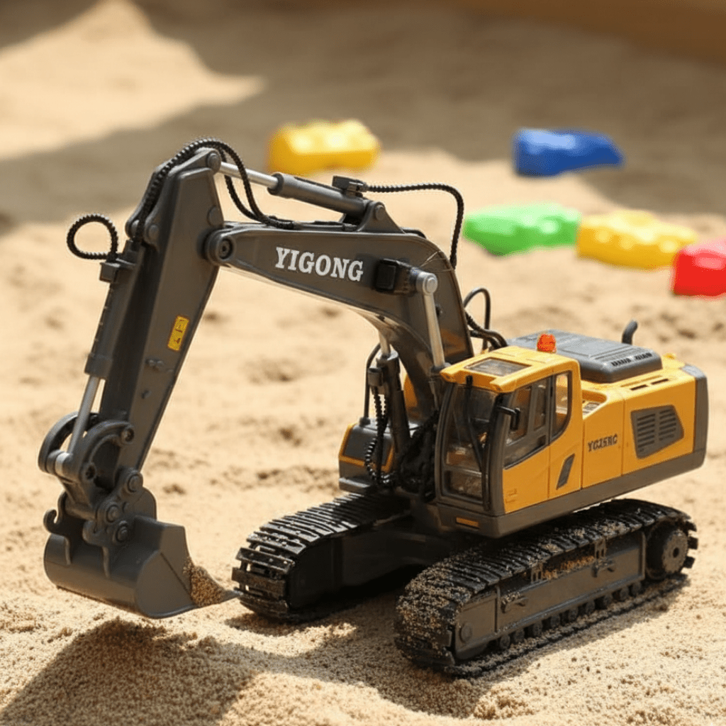 RC Excavator 2.4 GHz, Remote Controlled Excavator with Movable Arm, Toy Digger, RC Digger for Indoor and Outdoor_00