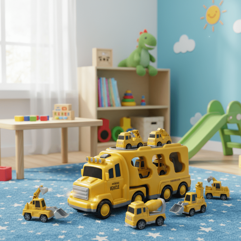 Car Transporter Toy with 4 or 6 Toy Cars, Toy Lorry with Light and Sound, Toys for 3 Year Old Boys with Car Storage_00