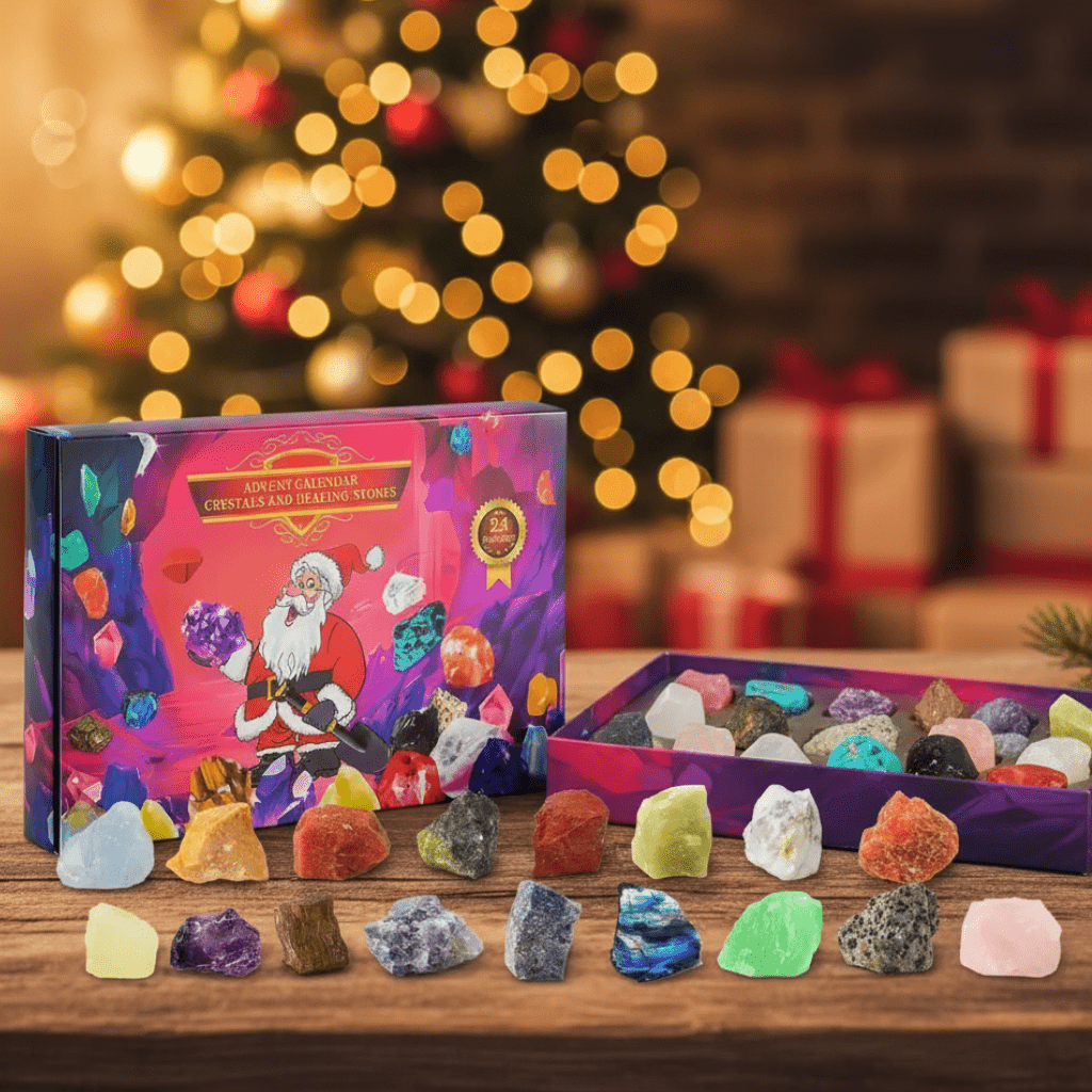 Crystal Advent Calendar, Kids Advent Calendar with 24 Real Gemstones, Christmas Advent Calendar for Young Collectors_00