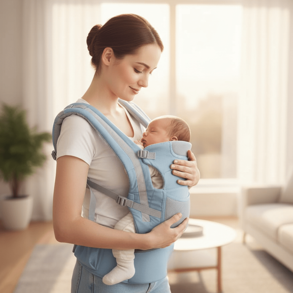 Baby Carrier with Hip Seat, Ergonomic Toddler Carrier up to 18 kg, 100% Cotton Baby Carriers with Storage Pockets