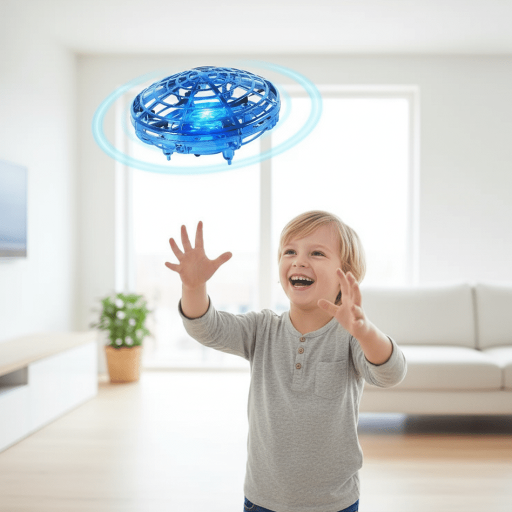 Mini Drone for Kids, Flying Saucer Toy with Hand Control and LED Lights, Flying Ball Toy, Toys for Boys and Girls