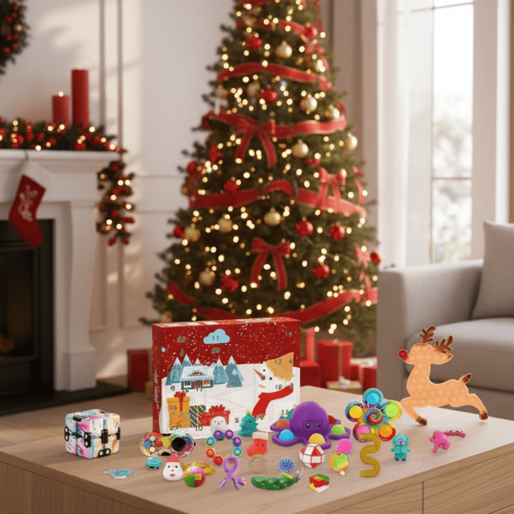 Kids Advent Calendar with Sensory Toys, Christmas Countdown Calendar, Toy Advent Calendar, Holiday Countdown_00