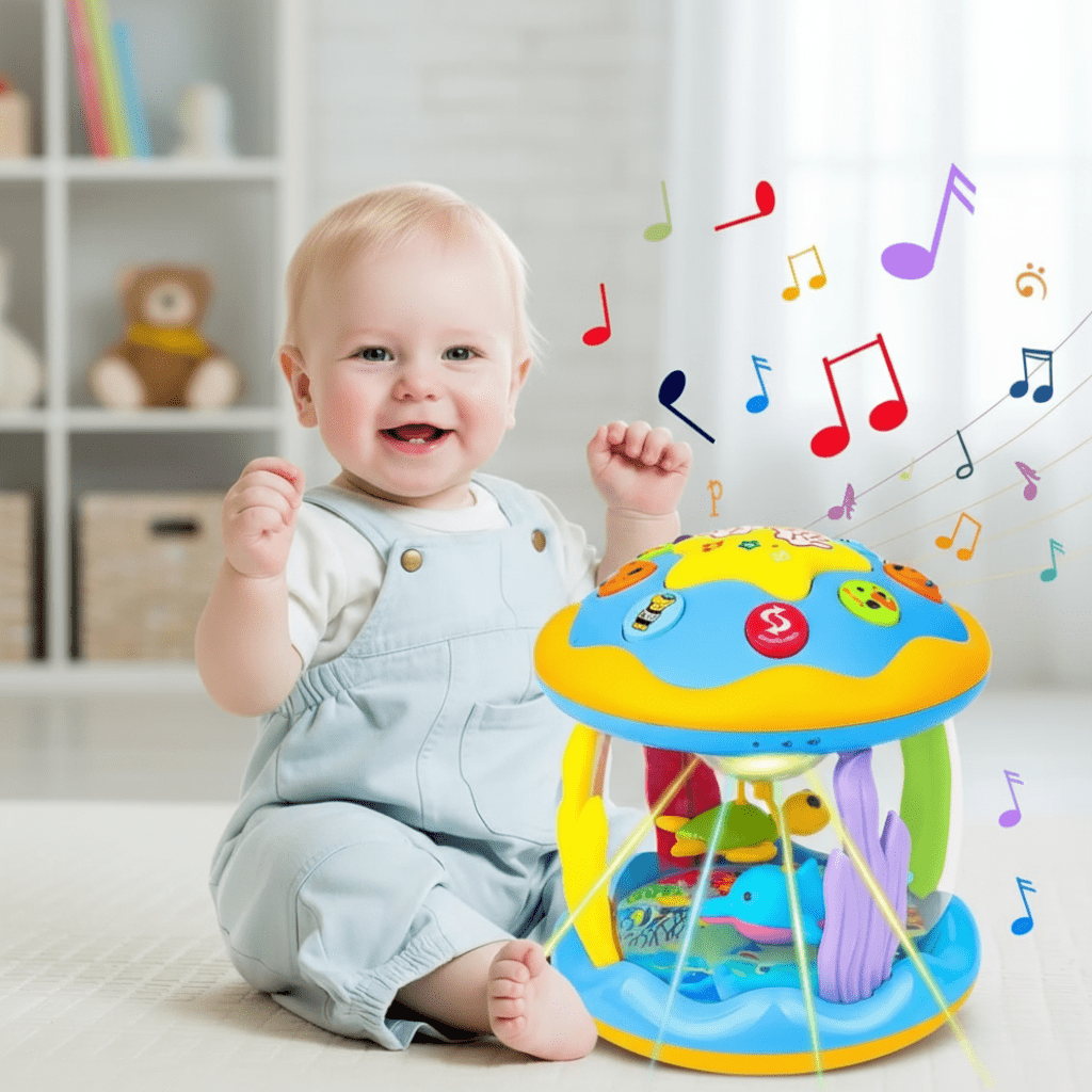 Night Light Projector with Ocean Light and Music, Baby Toys for 6 Month Old, Baby Shower Gifts, Musical Carousel