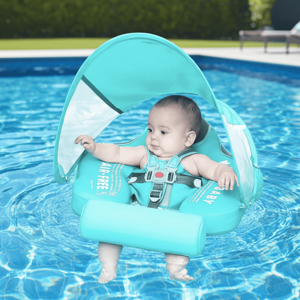 Inflatable Swim Ring with Sun Canopy for Babies, Infant Pool Float, Infant Swim Seat for 6 to 24 Months