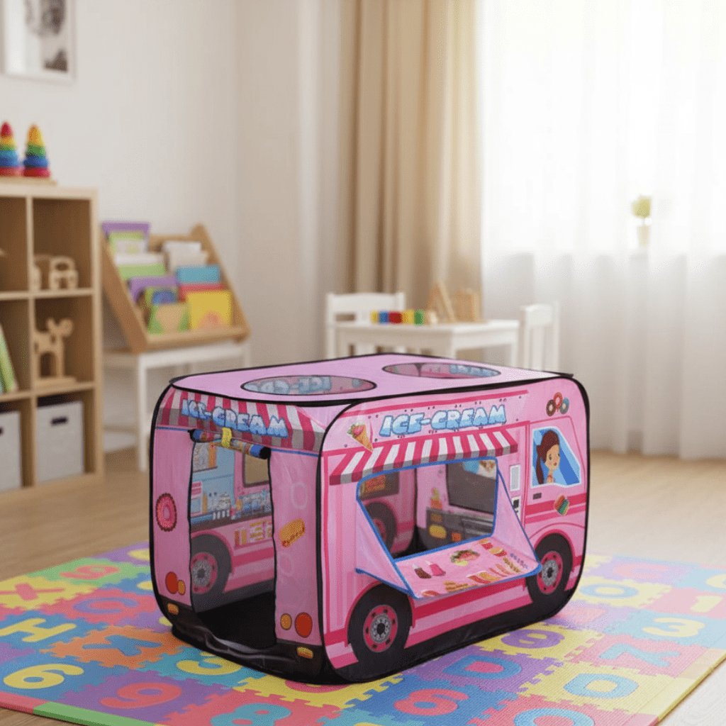 Kids Playhouse, Indoor Childrens Play Tent for Role Play, Fire Engine and School Bus Kids Tent, Toys for 3 Year Olds