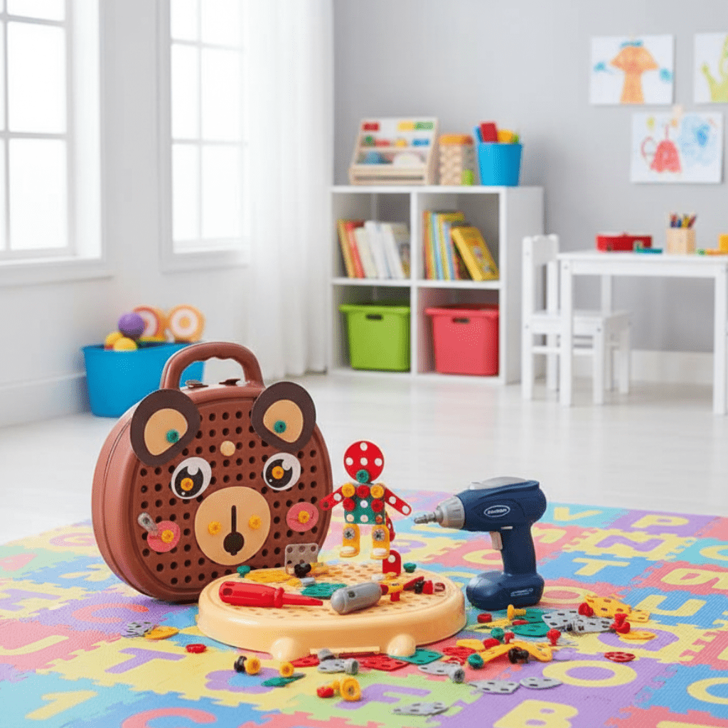 Construction Toys with Mini Drill, Building Toys Set of 203 Pieces, Toy Drill Kit, Toys for 6 Year Olds and Up_00