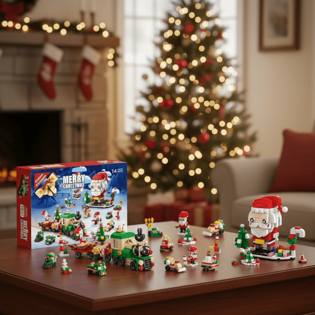 Kids Advent Calendar with 12 Building Blocks, Christmas Advent Calendar, Countdown to Christmas Building Toys