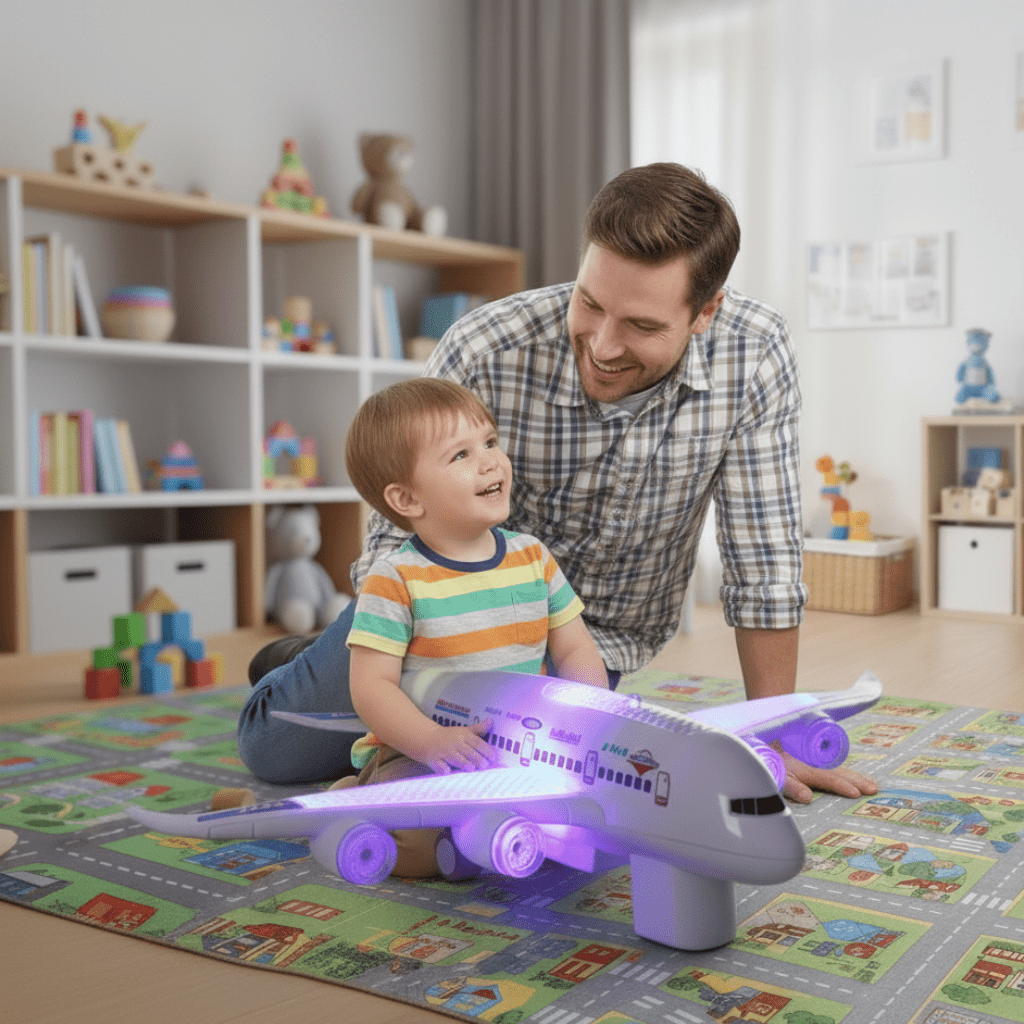 Toy Aeroplane with Music and Lights, Aeroplane Toys with Automatic Obstacle Avoidance