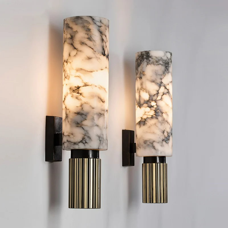MarbleGlow | Elegant Brass Finished LED Wall Light with Unique Design 0