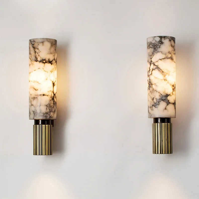 MarbleGlow | Elegant Brass Finished LED Wall Light with Unique Design 1