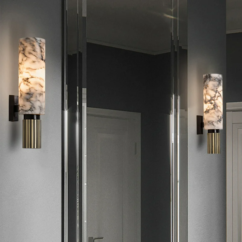 MarbleGlow | Elegant Brass Finished LED Wall Light with Unique Design 2