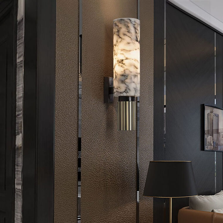 MarbleGlow | Elegant Brass Finished LED Wall Light with Unique Design 4
