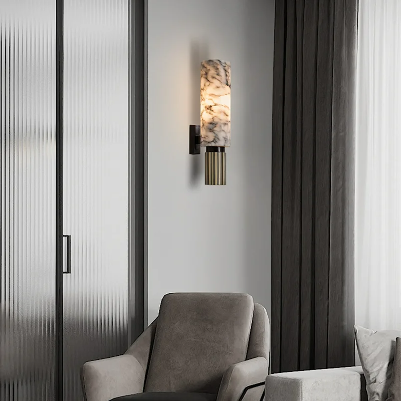 MarbleGlow | Elegant Brass Finished LED Wall Light with Unique Design 5