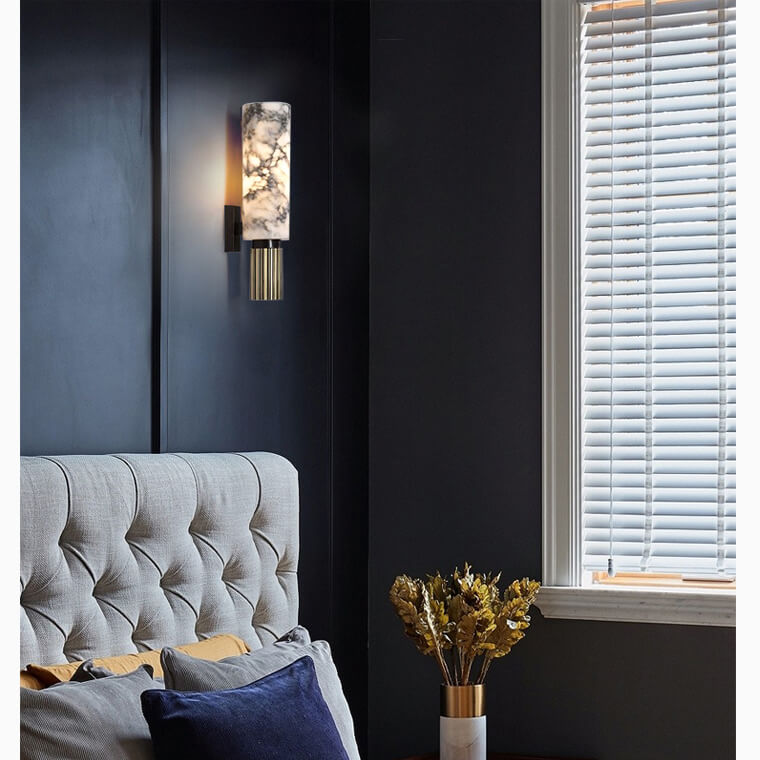 MarbleGlow | Elegant Brass Finished LED Wall Light with Unique Design 6