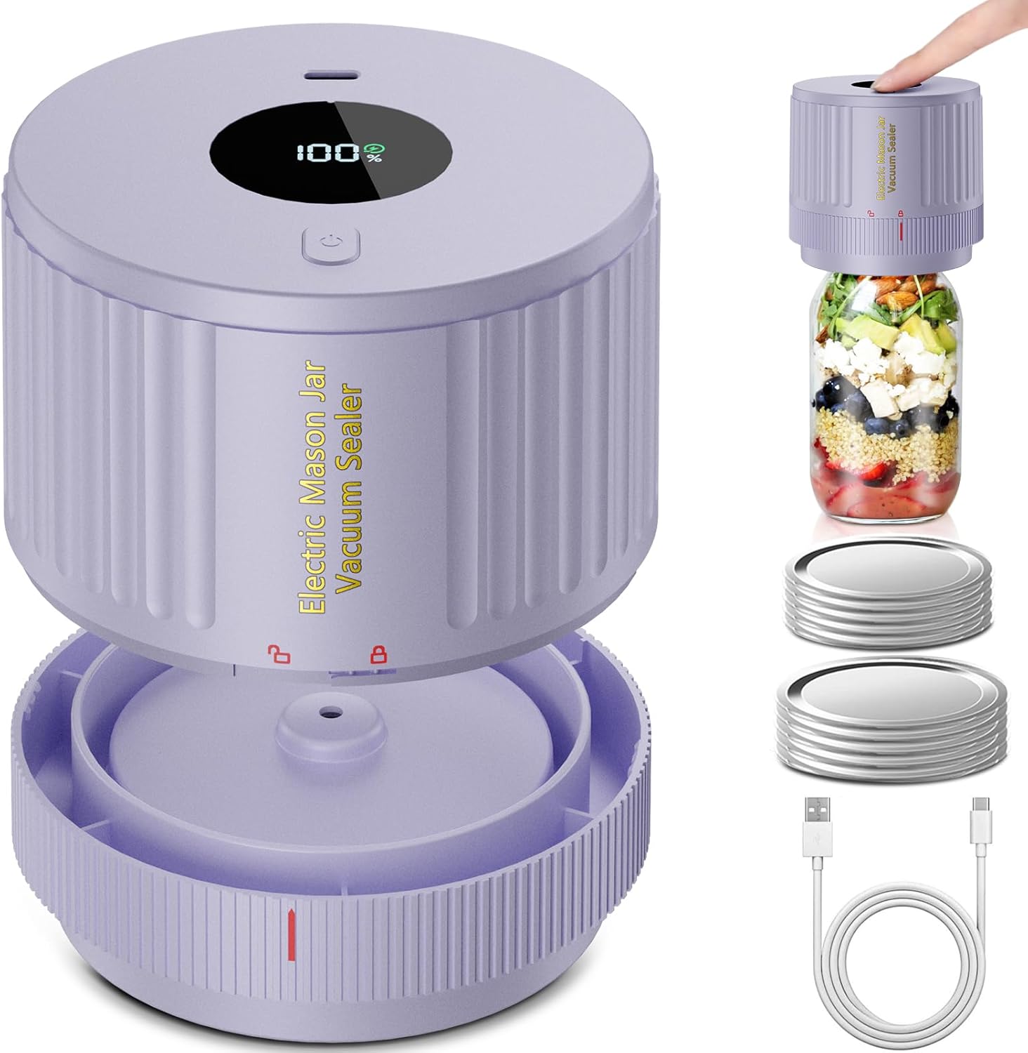 Mason Jar Sealer | Electric Vacuum Food Sealer with One-Touch Operation | Compact Design for Extended Freshness 5