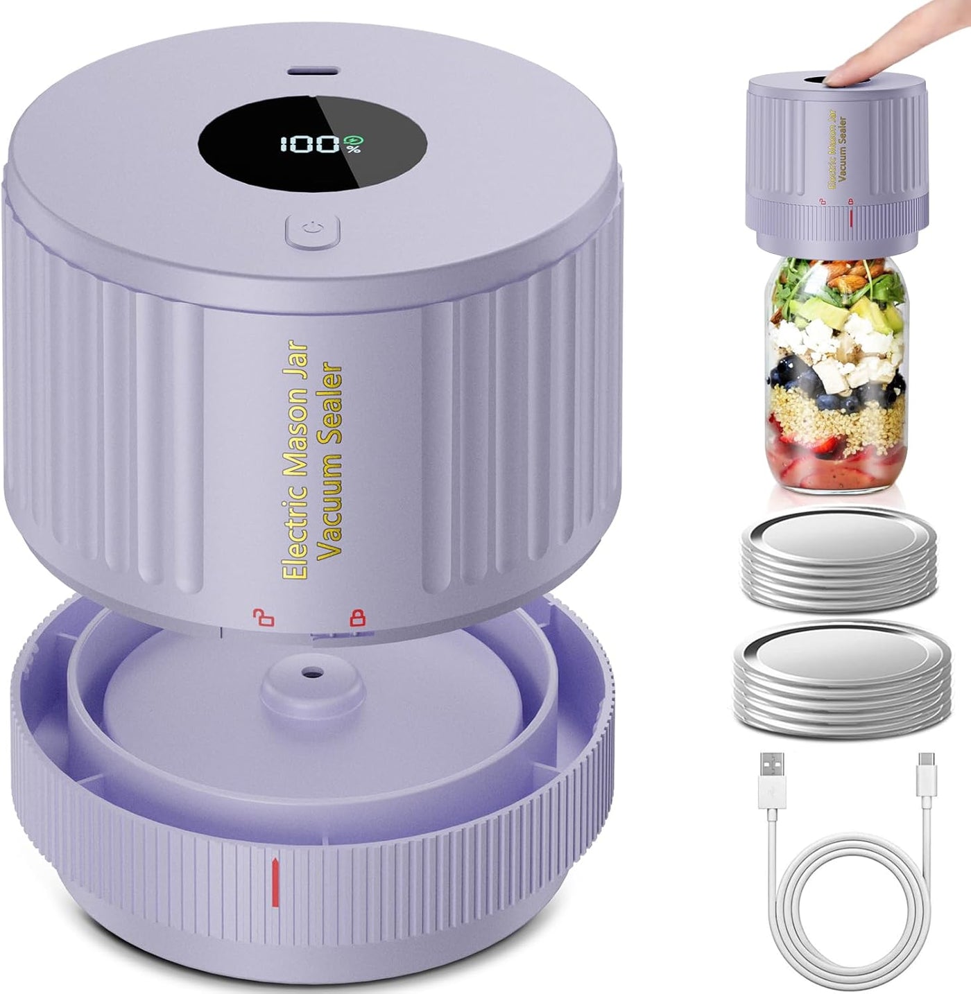 Mason Jar Sealer | Electric Vacuum Food Sealer with One-Touch Operation | Compact Design for Extended Freshness 5
