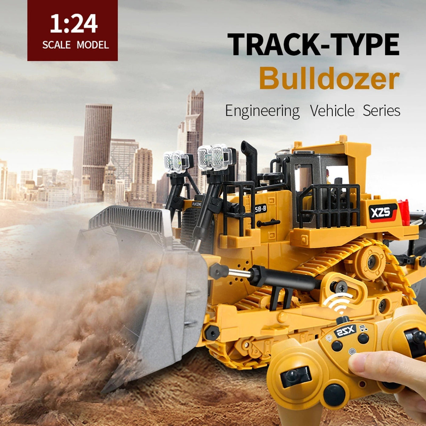 MegaBuild Pro | RC Bulldozer Toy with Realistic Tracks & LED Lights | Engaging Construction Play for Kids 1
