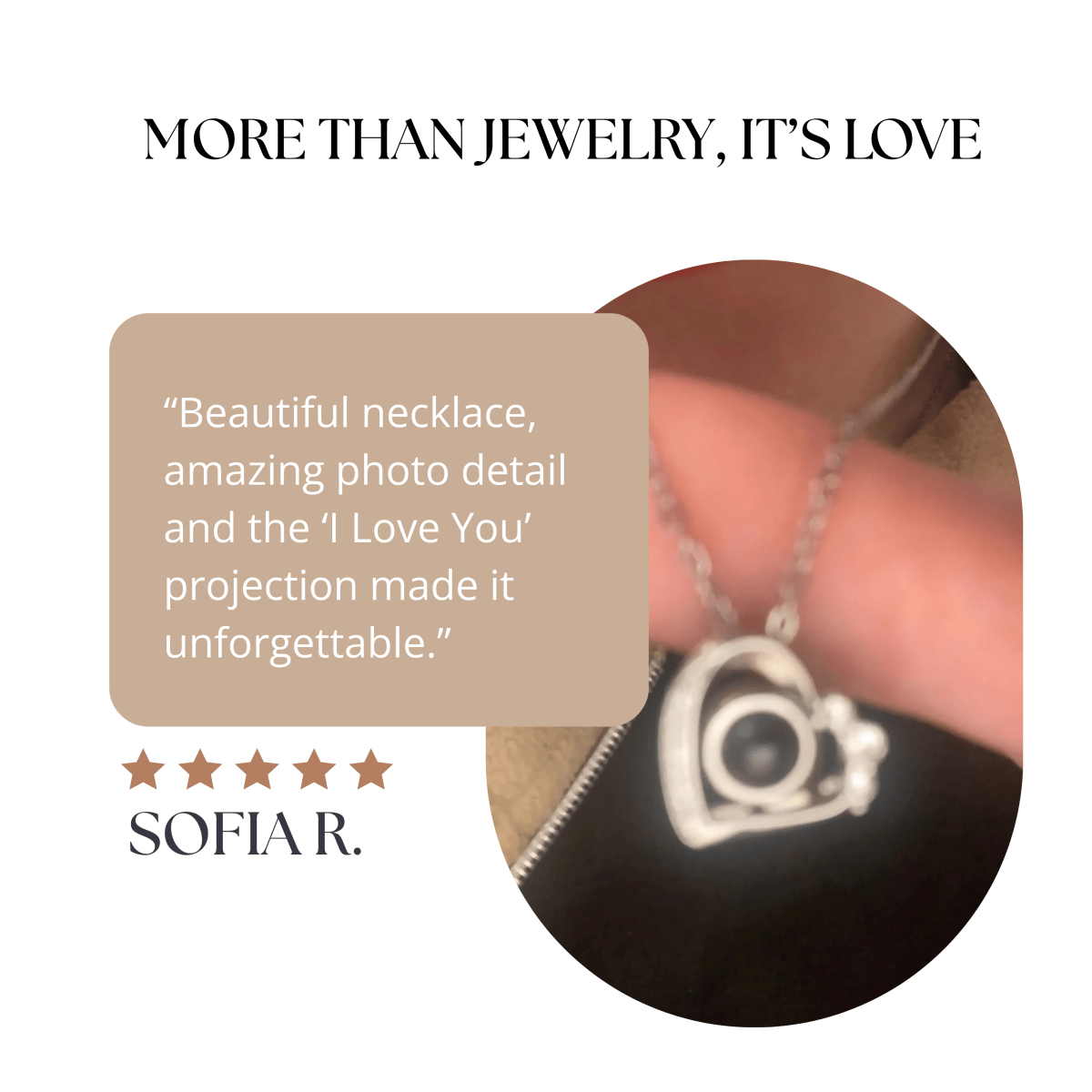 Personalised Necklace with Photo, Heart Necklace Projecting I Love You in 100 Languages – image 6