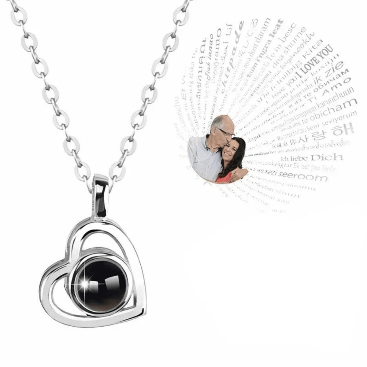 Personalised Necklace with Photo, Heart Necklace Projecting I Love You in 100 Languages – image 8