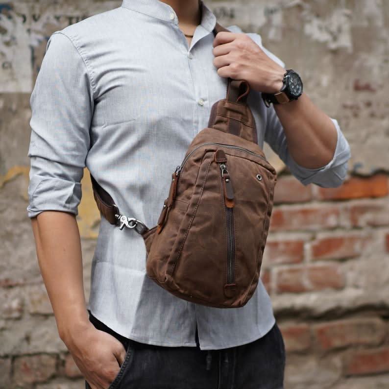 Canvas Sling Backpack, Travel Sling Bag for Everyday Use – image 5