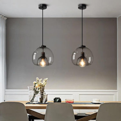 Minimalist Smoked Glass Pendant Light with Soft Illumination | Stylish Design for Modern Interiors 0