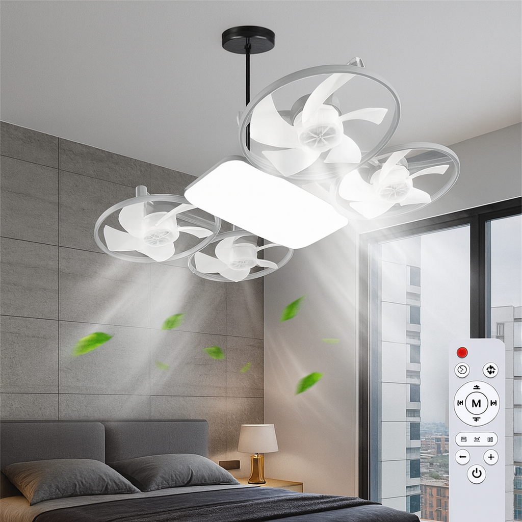 Modern Ceiling Fan with LED Lights & Remote Control | Space-Saving Design for Bedrooms 1