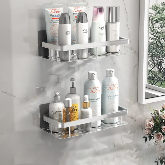 Modern Metal Bathroom Shelf | Durable Suction Cup Storage for Space-Saving Organization 6
