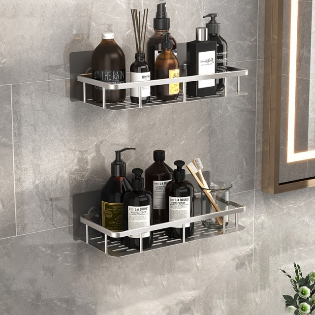 Modern Metal Bathroom Shelf | Durable Suction Cup Storage for Space-Saving Organization 9