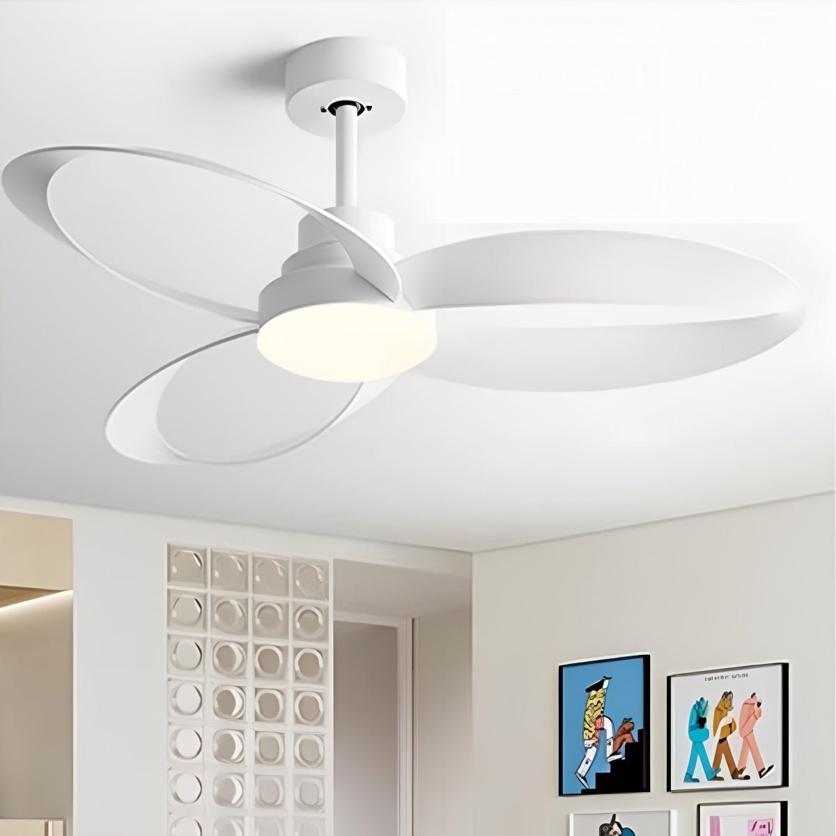 Modern Minimalist Ceiling Fan with LED Light & Remote Control | Stylish Bedroom Ceiling Fan for Year-Round Comfort
