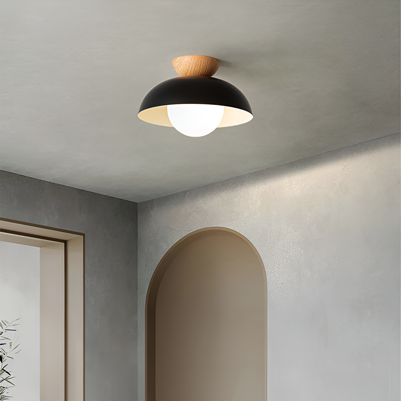 Modern Minimalist | Flush Mount Ceiling Light with Tri-Colour LED | Elegant Glass Dome Design for Soft Ambient Illumination