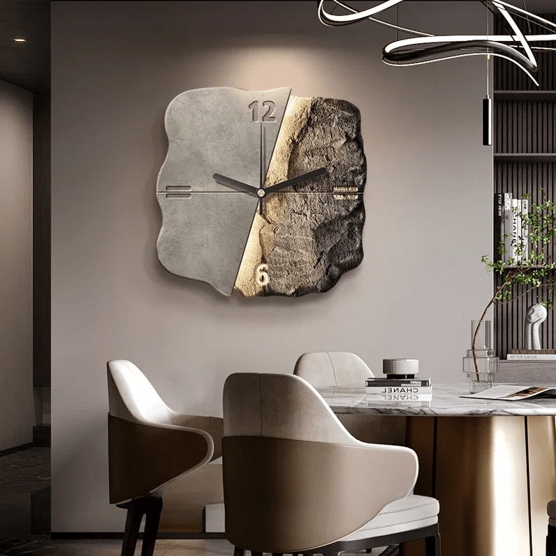 Large Wall Clock for Living Room, Modern Wall Clock with 3D Sandstone Relief, Silent Bedroom Wall Clock
