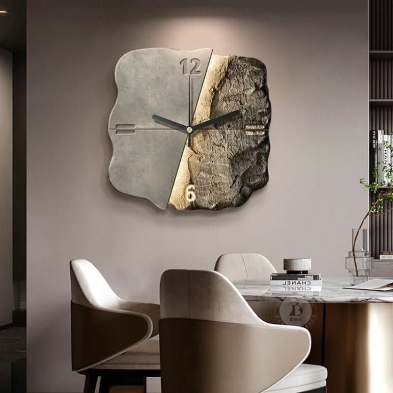 Large Wall Clock for Living Room, Modern Wall Clock with 3D Sandstone Relief, Silent Bedroom Wall Clock