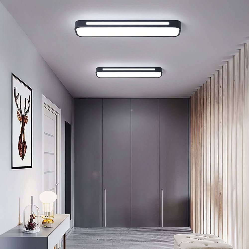 LED Ceiling Lights for Living Room and Hallway, Black Ceiling Light, Dimmable Strip Ceiling Light, Nordic Light Fitting