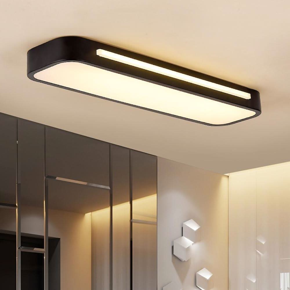 LED Ceiling Lights for Living Room and Hallway, Black Ceiling Light, Dimmable Strip Ceiling Light, Nordic Light Fitting