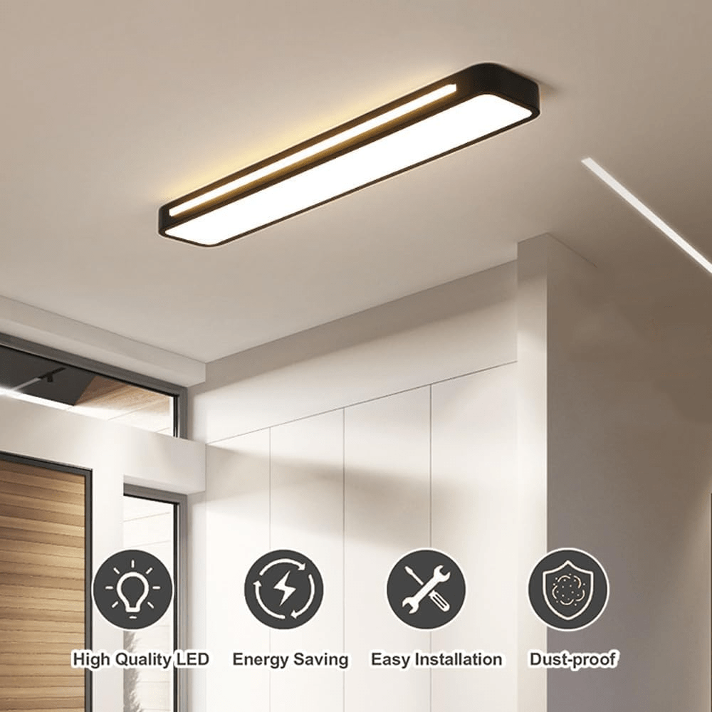 LED Ceiling Lights for Living Room and Hallway, Black Ceiling Light, Dimmable Strip Ceiling Light, Nordic Light Fitting_02