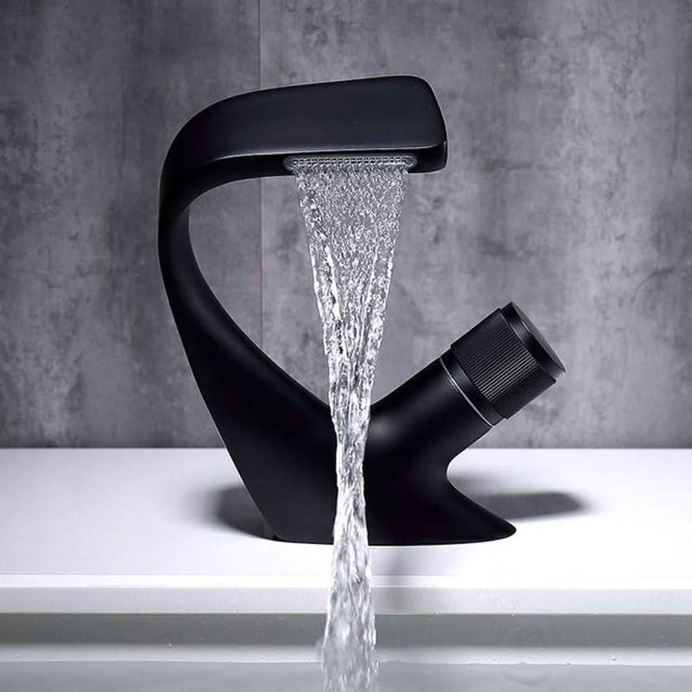 Bathroom Taps, Waterfall Bathroom Basin Tap in Solid Brass, Single Lever Basin Mixer Tap, Luxurious Bathroom Design
