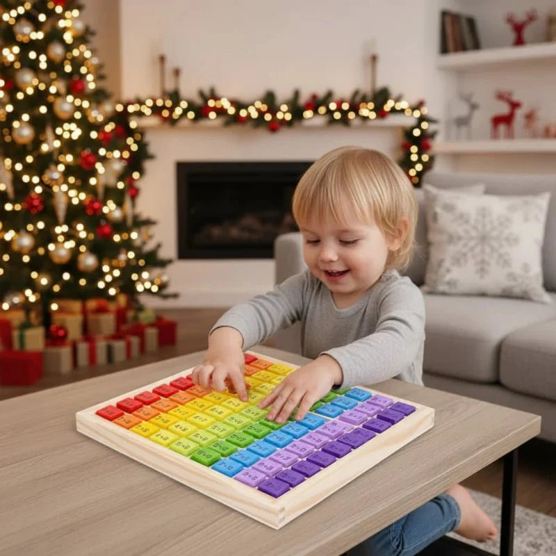 Wooden Multiplication Board with Storage Box, Times Tables Game, Montessori Toys for 3 Year Olds_00