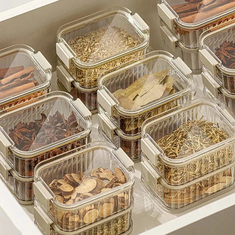 Stackable Food Storage Containers for Spices and Dry Food, Multi Layer Spice Box
