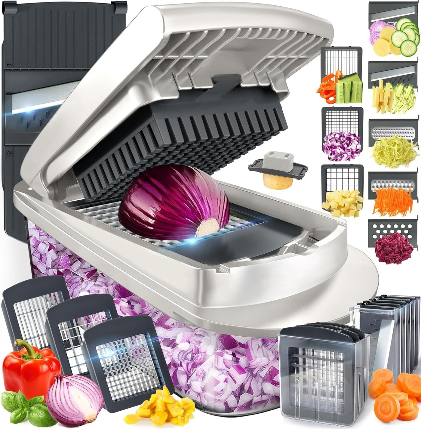 MultiPrep | 10-in-1 Vegetable Slicer with 8 Blades | Efficient Meal Prep Tool for Quick Cooking 0