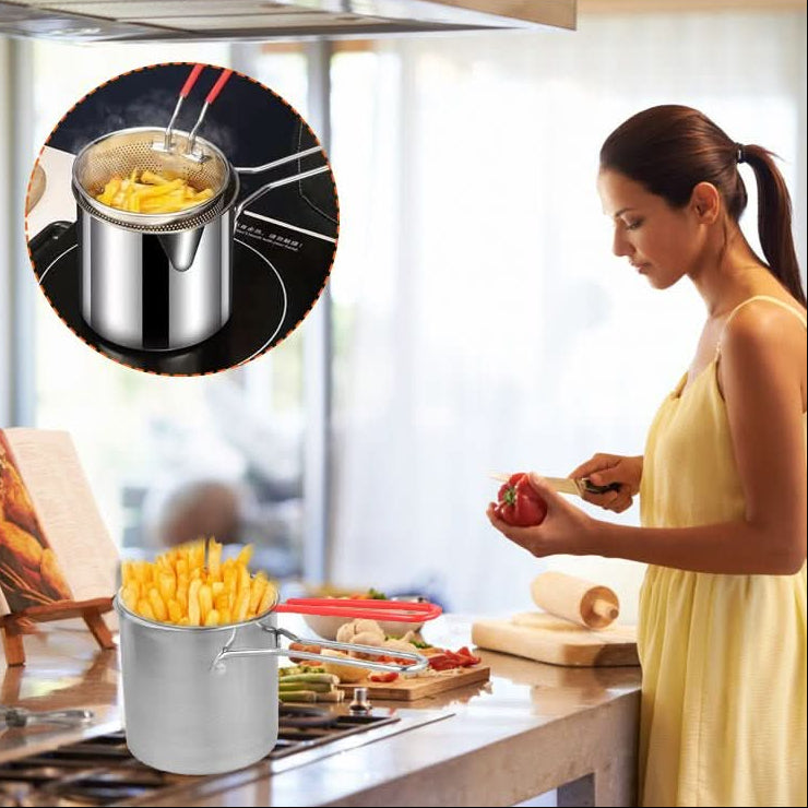 Induction Pan for Deep Frying, Stainless Steel Pot 1200 ml with Pouring Spout, Chip Pan, Milk Pan, Pasta Pot_01