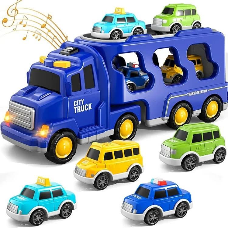 Car Transporter Toy with 4 or 6 Toy Cars, Toy Lorry with Light and Sound, Toys for 3 Year Old Boys with Car Storage_05