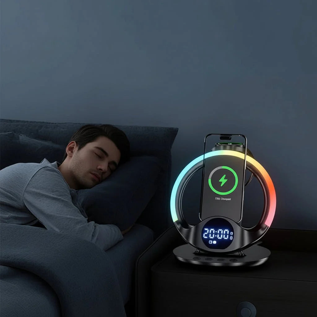 iPhone Charger 6 in 1, Samsung Wireless Charger, RGB Light and Alarm Clock, Charging Station for Phone and Watch_05