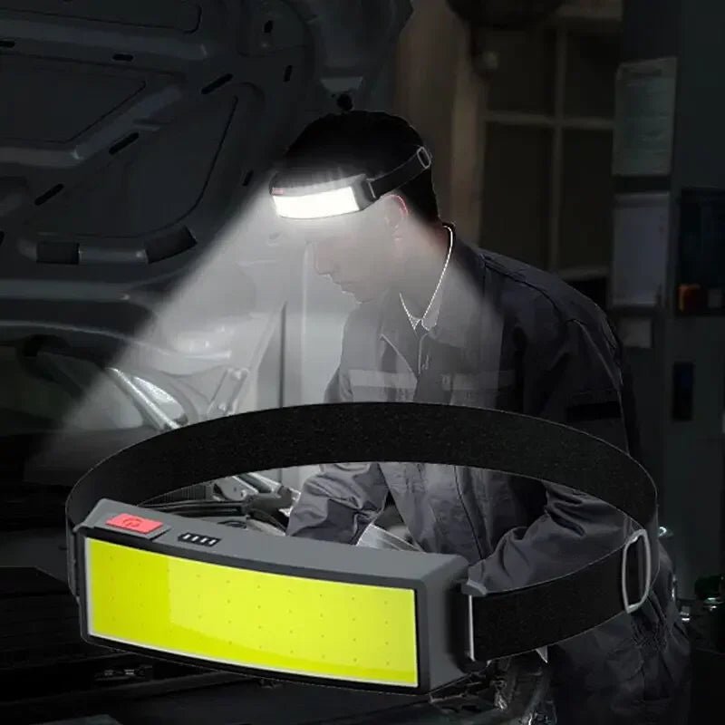 Rechargeable Head Torch, Running Head Torch with COB LED Strip, LED Headlamp with 3 Modes for Camping and Cycling_02