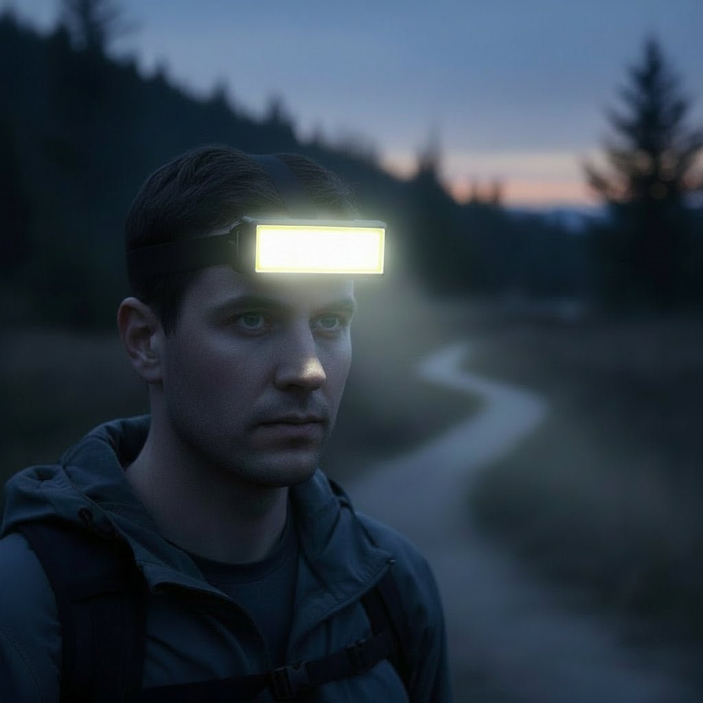 Rechargeable Head Torch, Running Head Torch with COB LED Strip, LED Headlamp with 3 Modes for Camping and Cycling_03