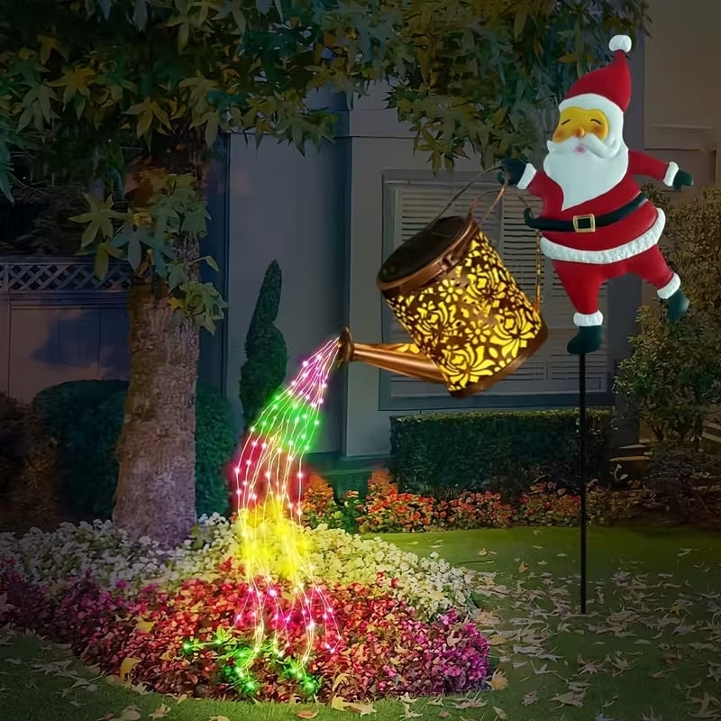 Solar Garden Lantern, Santa Watering Can Christmas Lantern, Outdoor Christmas Decorations, Solar Garden Light IP44_01
