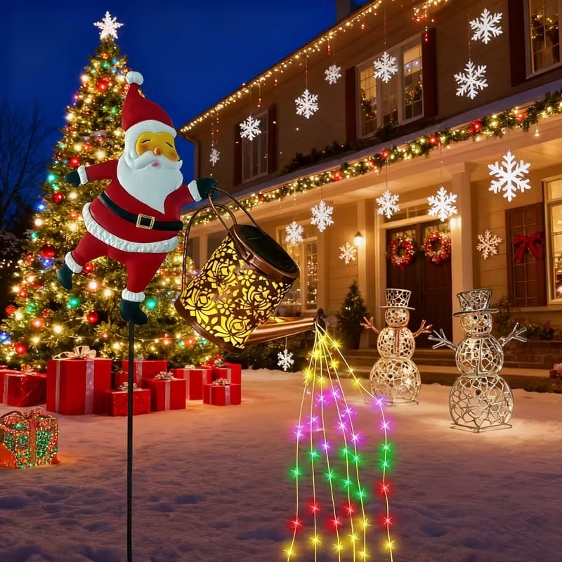 Solar Garden Lantern, Santa Watering Can Christmas Lantern, Outdoor Christmas Decorations, Solar Garden Light IP44_02