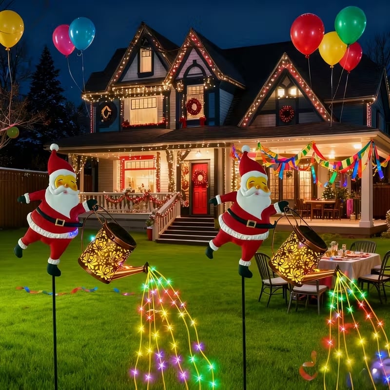 Solar Garden Lantern, Santa Watering Can Christmas Lantern, Outdoor Christmas Decorations, Solar Garden Light IP44_03